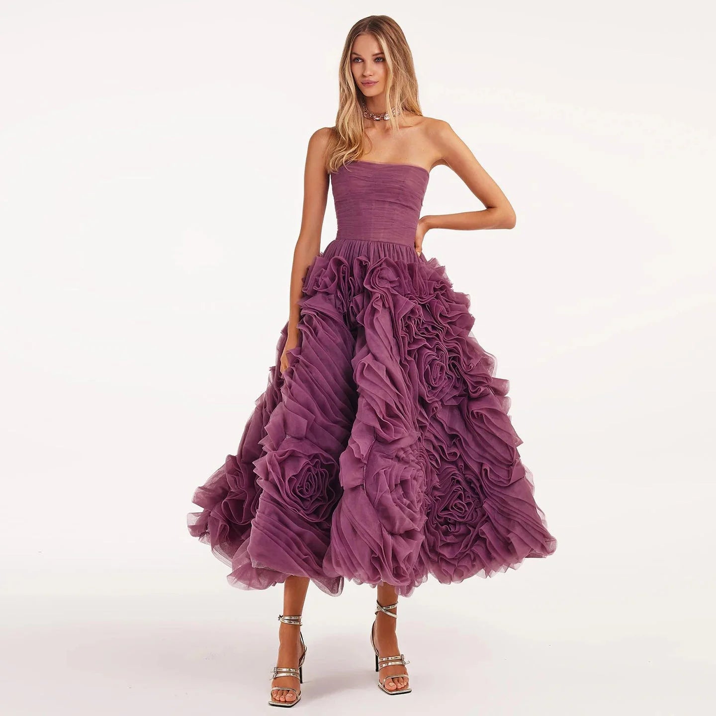 Luxury 3D Rose Flower Pink Short Evening Dresses for Wedding Party SS343