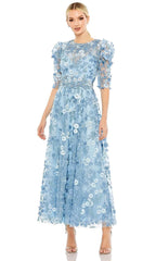 Mac Duggal 68193 - Floral Detailed A-Line Dress Homecoming Dresses 4 / French Blue