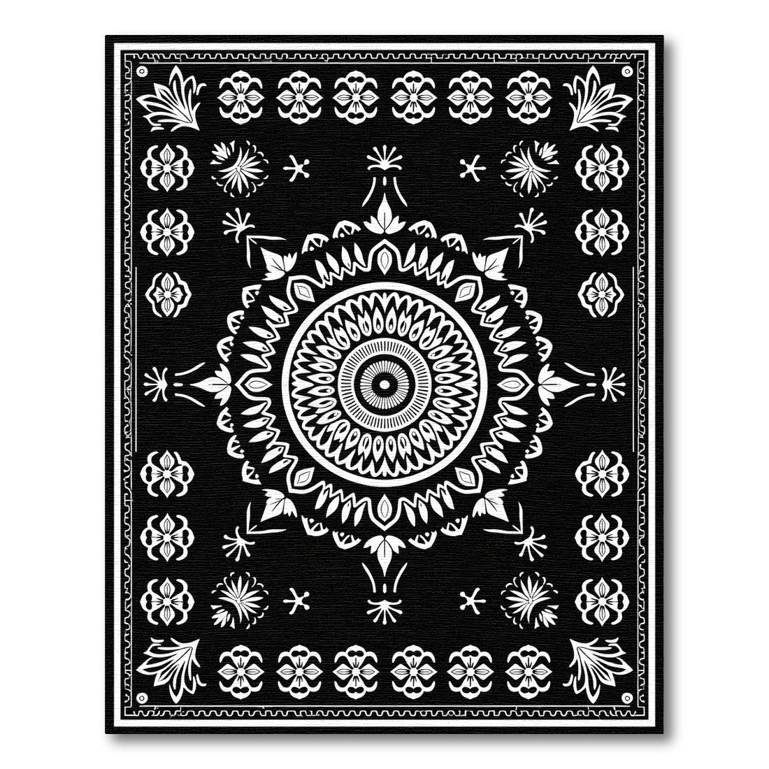 Black and White Mandala Ornate Black White Mandala Area Rug