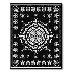 Black and White Mandala Ornate Black White Mandala Area Rug