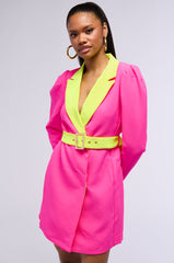Front View Major Throwback Neon Blazer Dress
