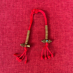 6.5mm Brass Mala Counters with Bell & Dorje Ends and red string