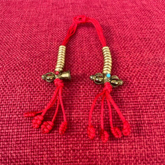 6.5mm Brass Mala Counters with Bell & Dorje Ends and red string