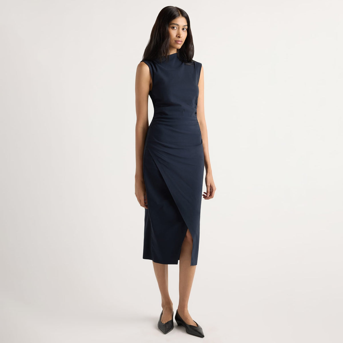 Arya | Manon Asymmetric-Neck Ruched Dress in Size Small