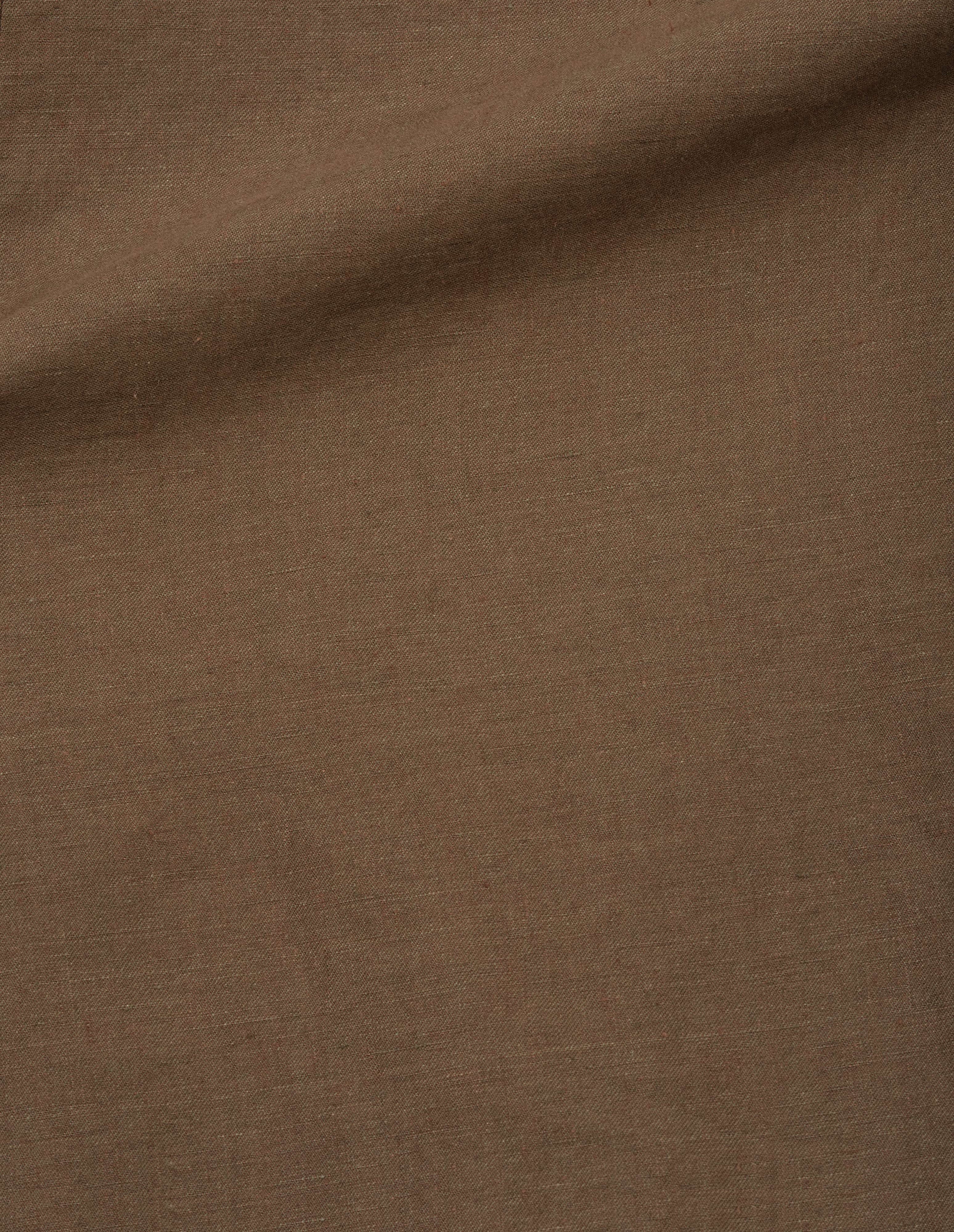 Brown plainweave linen skirt, fabric swatch.