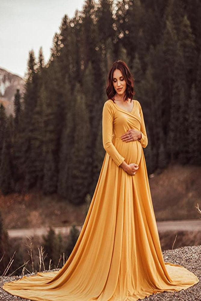 Saslax Maternity Dress Pregnancy Maxi Gown for Photoshoot