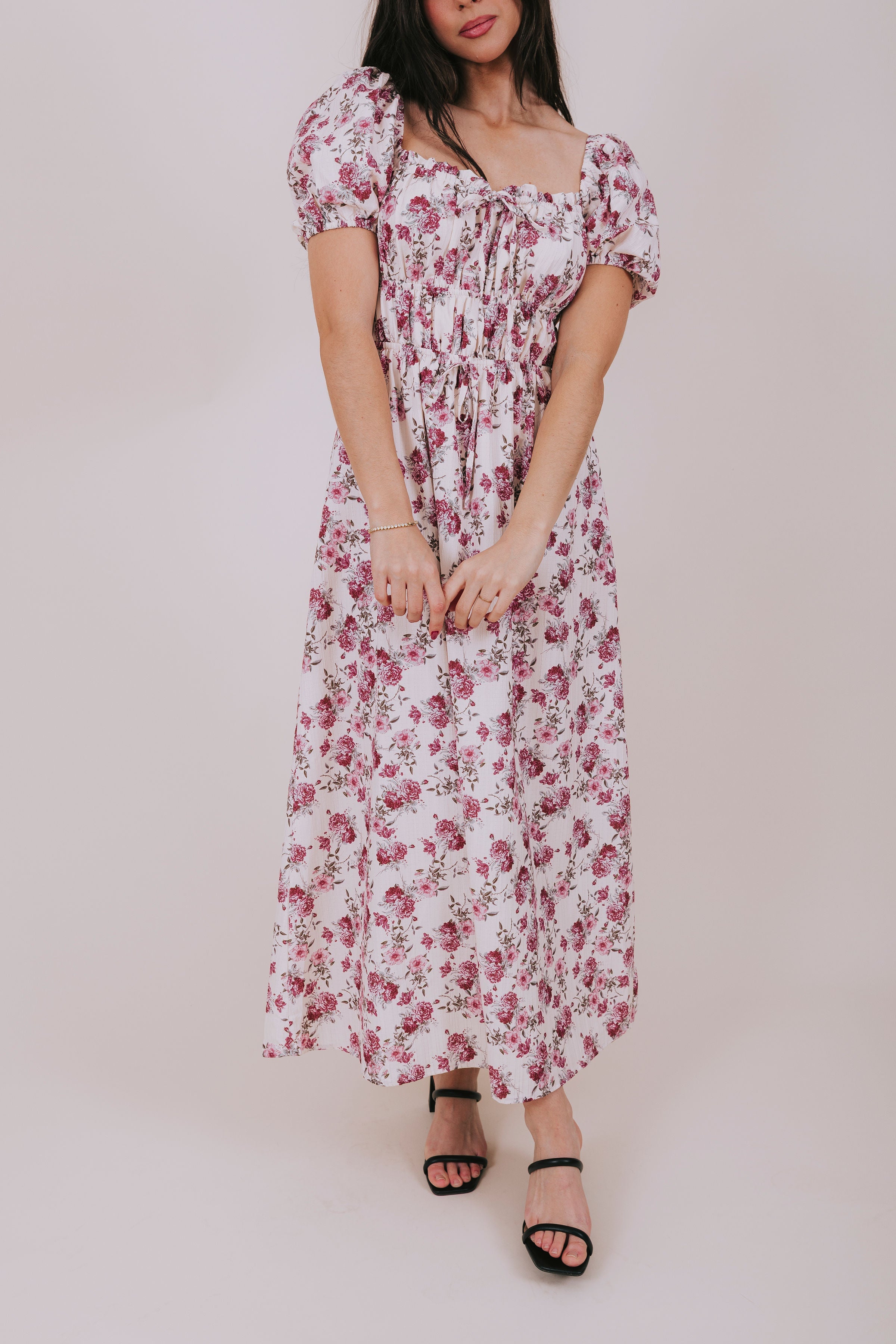 mauve floral maxi dress front