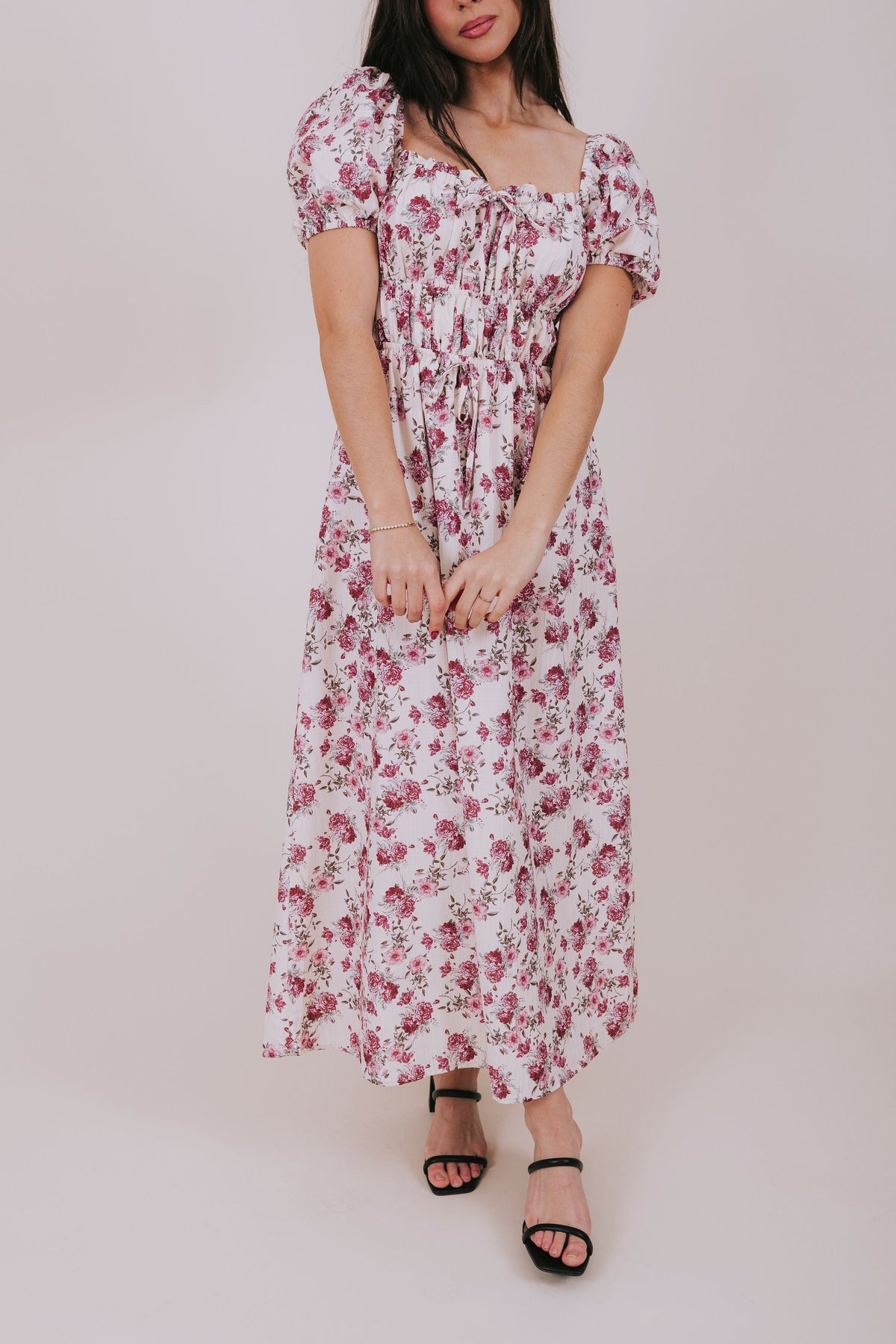 mauve floral maxi dress front