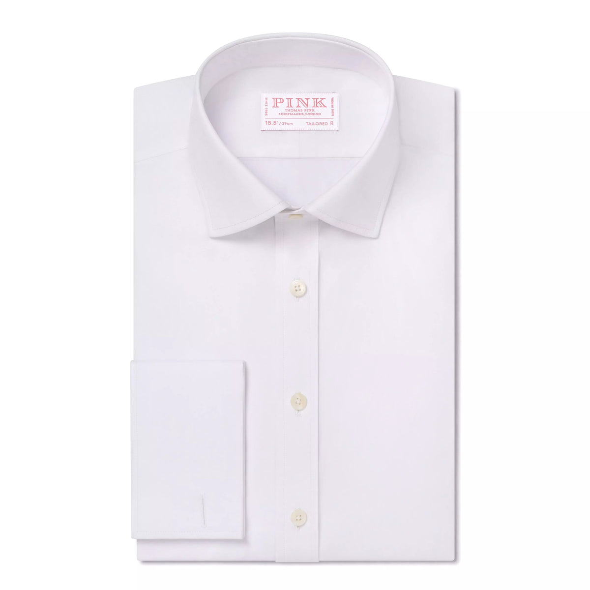 White Tailored Fit Essential Double Cuff Poplin Formal Shirt