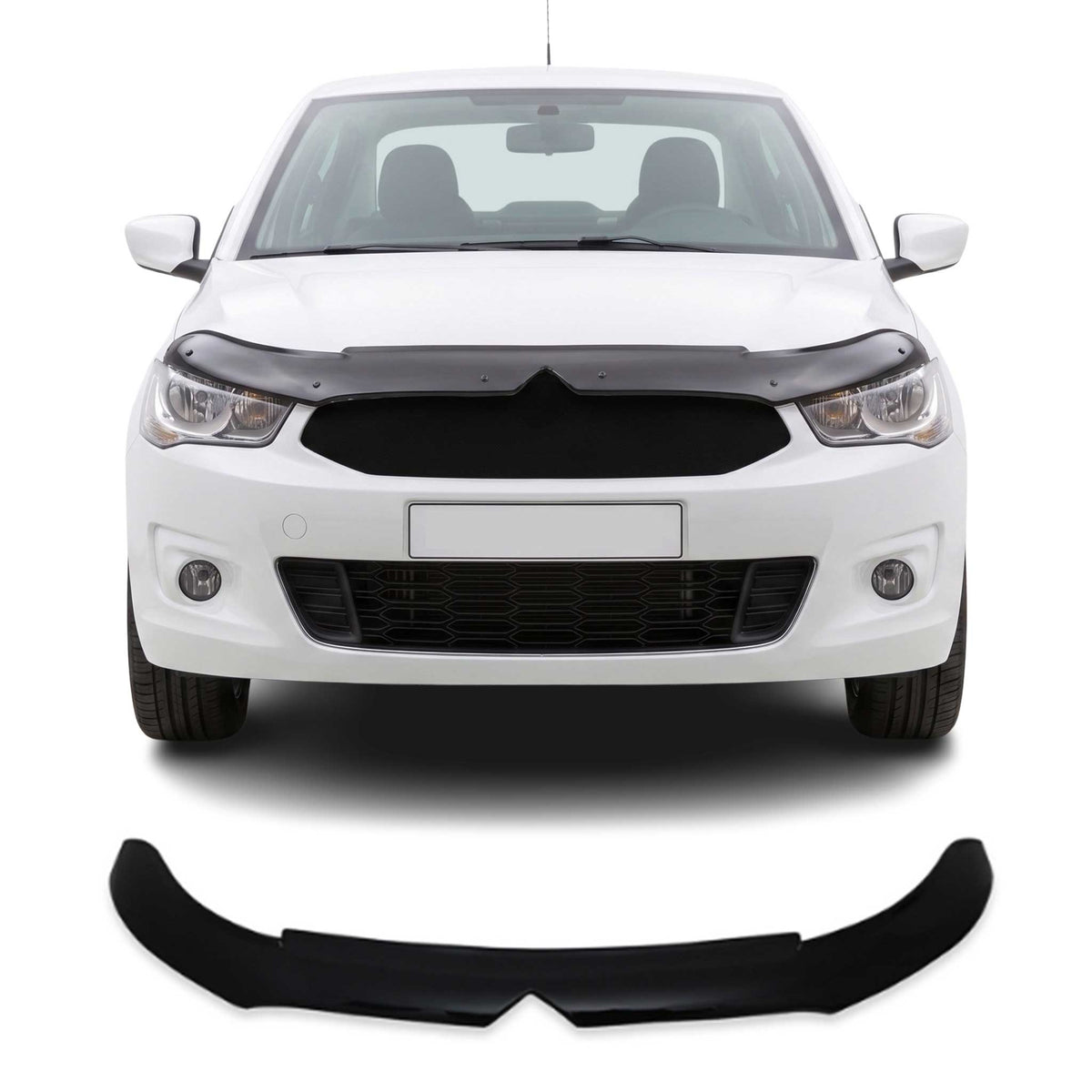 Deflecteurs d'air capot de voiture pour Citroen C-Elysee 2012-2024 Berline Noir