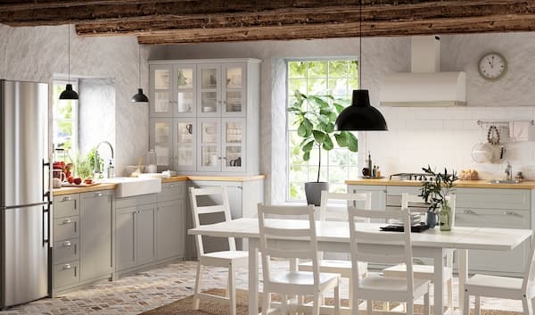Ikea METOD - High cabinet with shelves, white/Lerhyttan light grey, 60x60x140 cm