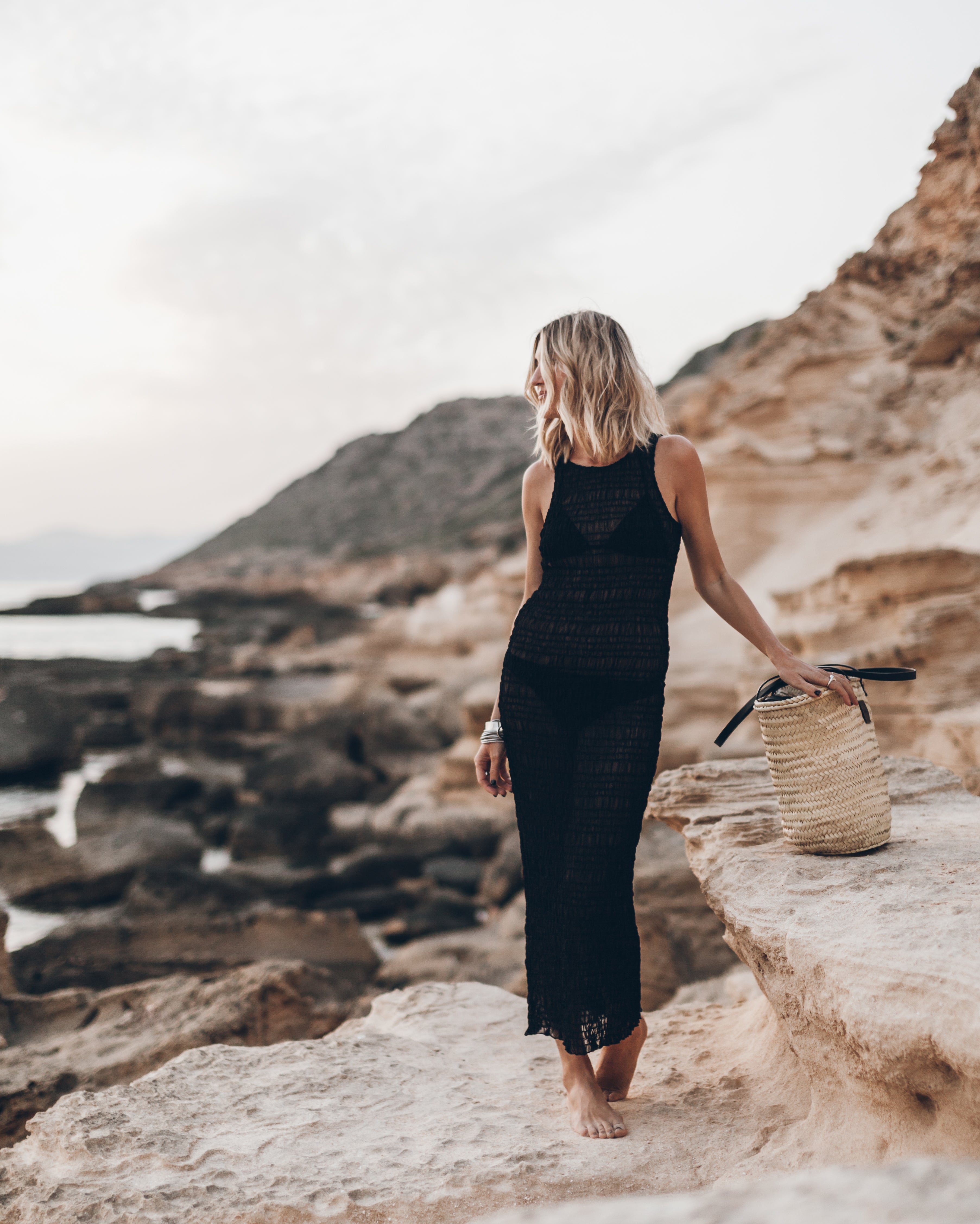 The Black Long Sheer Dress The Large Cesta Bag - Product photo