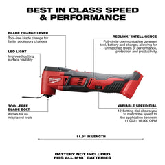 Milwaukee M18 18V Lithium-Ion Cordless Oscillating Multi-Tool (Tool-Only)