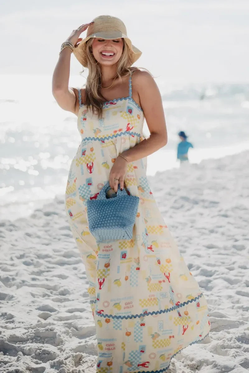 Italian Summer Wholesale Maxi Dress for Women (Yellow)