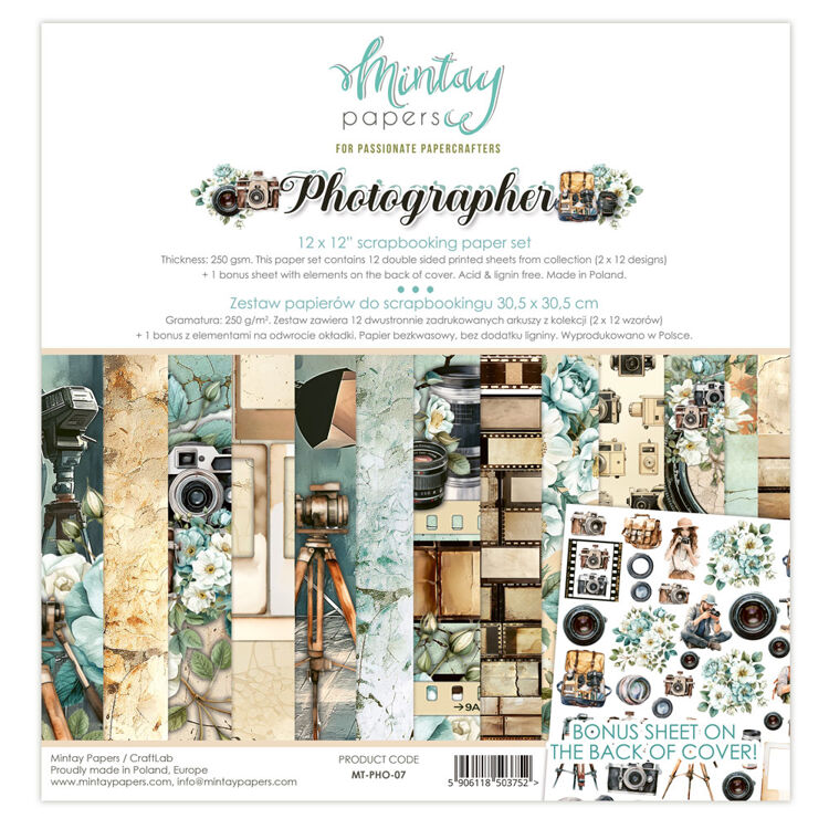 Mintay Papers - Photographer - 12x12 scrapbooking paper set
