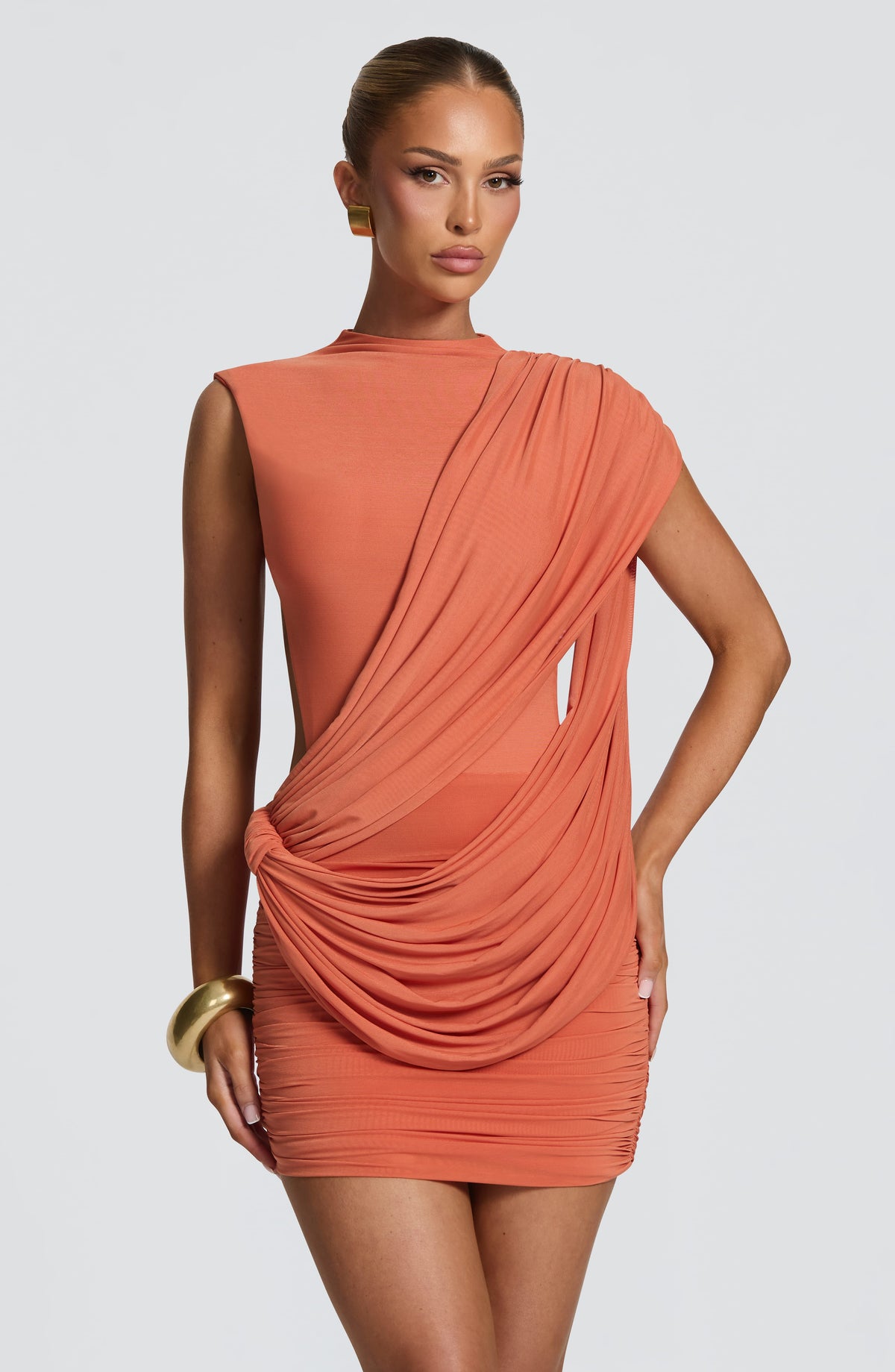 Mireya Mini Dress - Burnt Orange Dress XS Babyboo Fashion Premium Exclusive Design