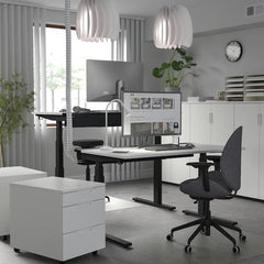 Ikea MITTZON - Height-adjustable desk, electric white/black,140x60 cm