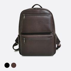 Multi zip V2 design genuine cowhide leather backpack