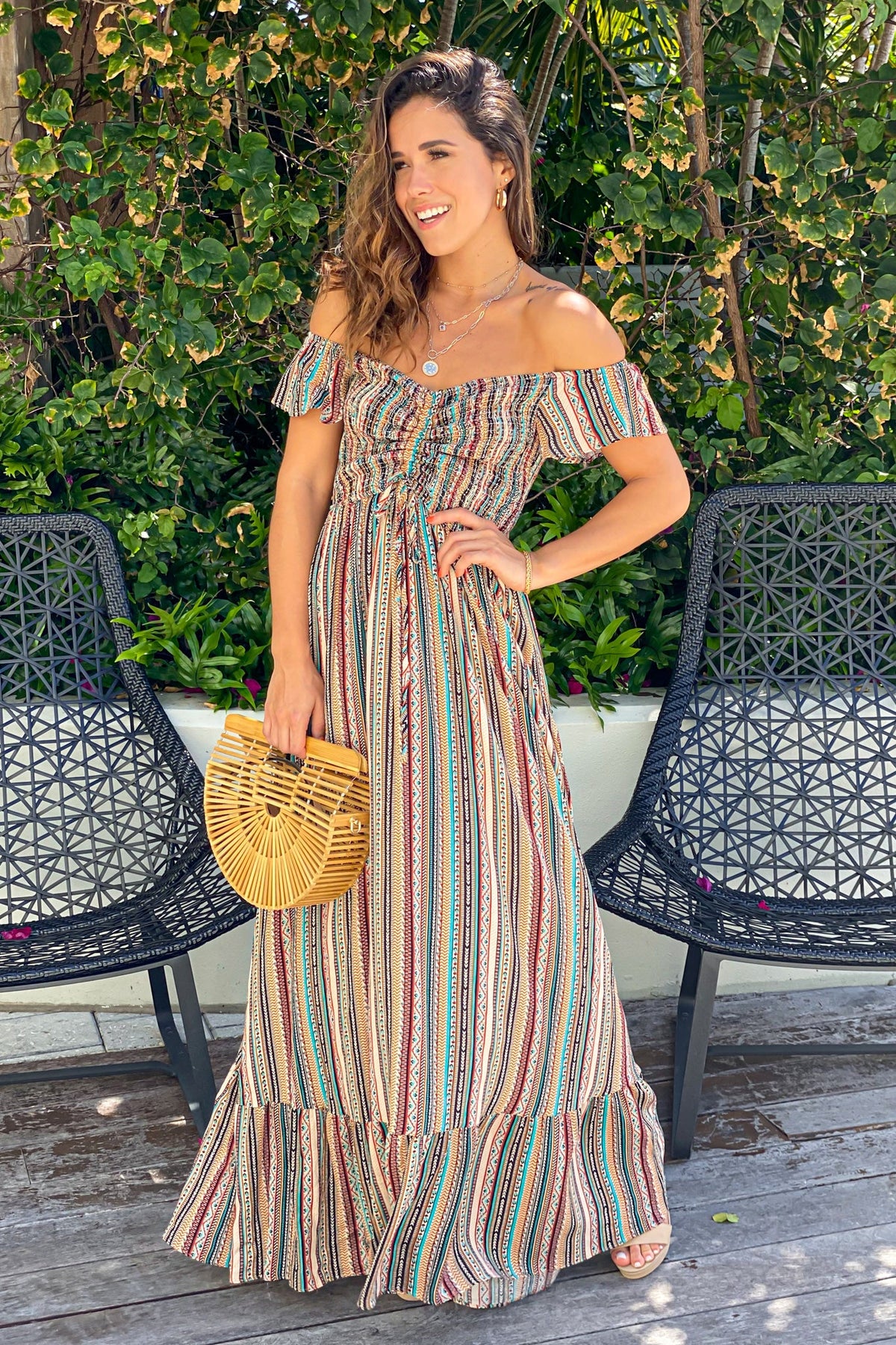 multicolor casual maxi dress