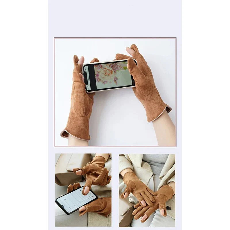 Womens Autumn Winter Touchscreen Thin Cashmere Gloves - Nalani - UK Fashion Clothing and Decor