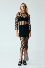 NET MAXI SKIRT | BLACK
