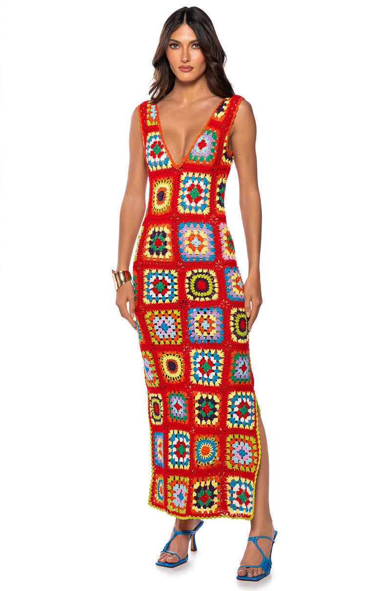 Front View Nini Crochet Tank Maxi Dress