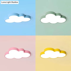 Nordic Style Macaron Colored Cloud Child Flush Mount Light For Bedroom