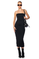 Front View Off The Top Tube Midi Dress