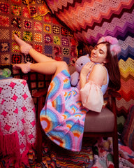 'Pastel Rainbow' Crochet Print Skater Dress