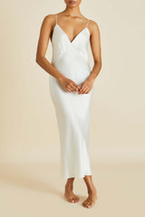 Issa Ivory lined Slip Dress in Silk Satin