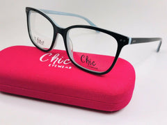 New Chic Black & Blue DEL Eyeglasses 55mm w/Case    For The Stylish Large Woman