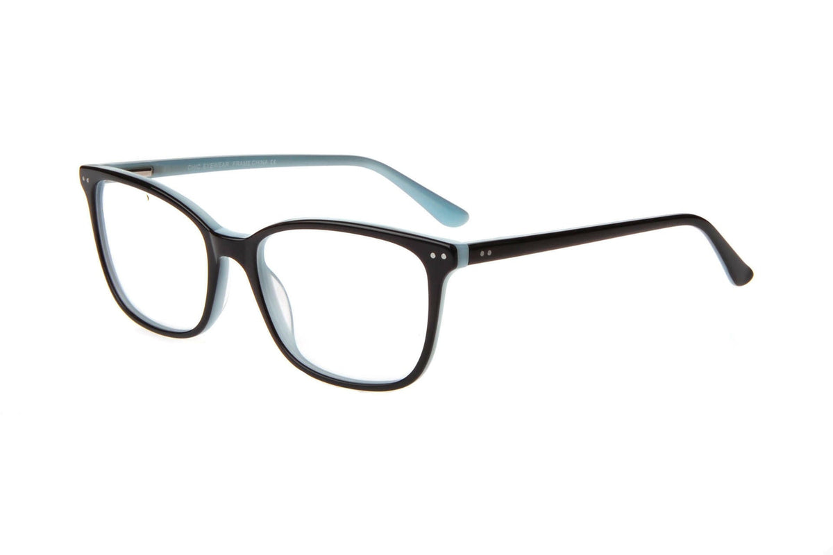 New Chic Black & Blue DEL Eyeglasses 55mm w/Case    For The Stylish Large Woman