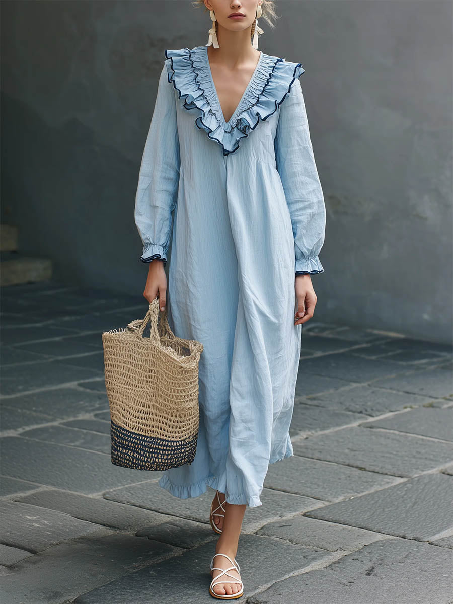 Women's Loose-Fit Linen-Blend Maxi Dress