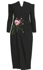 Oscar de la Renta V - neck Crystal Cocktail Dress - Runway Catalog