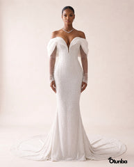 Luxury Mermaid Wedding Dress | Long Sleeves OffShoulder — Photo 4 | OTUNBA Luxury Fashion