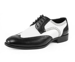 Black and white dress shoe