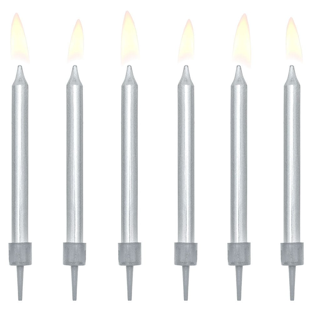 Cake Candles Silver Metallic – Partydeco – Cake Candles – Party Plush