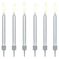 Cake Candles Silver Metallic – Partydeco – Cake Candles – Party Plush