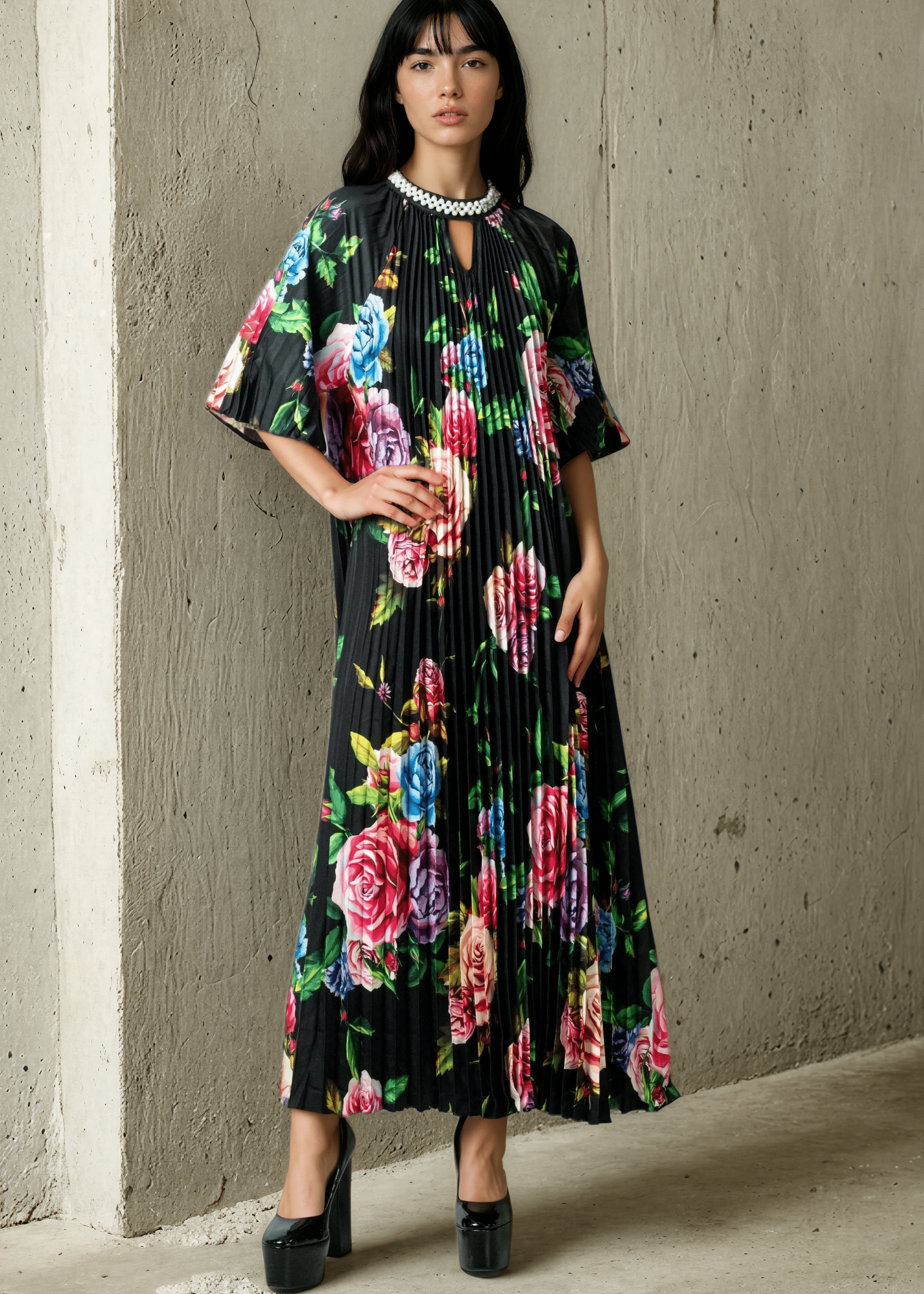 Pearl Embellished Floral Midi Dress Dresses Kate Hewko Multicolor One size