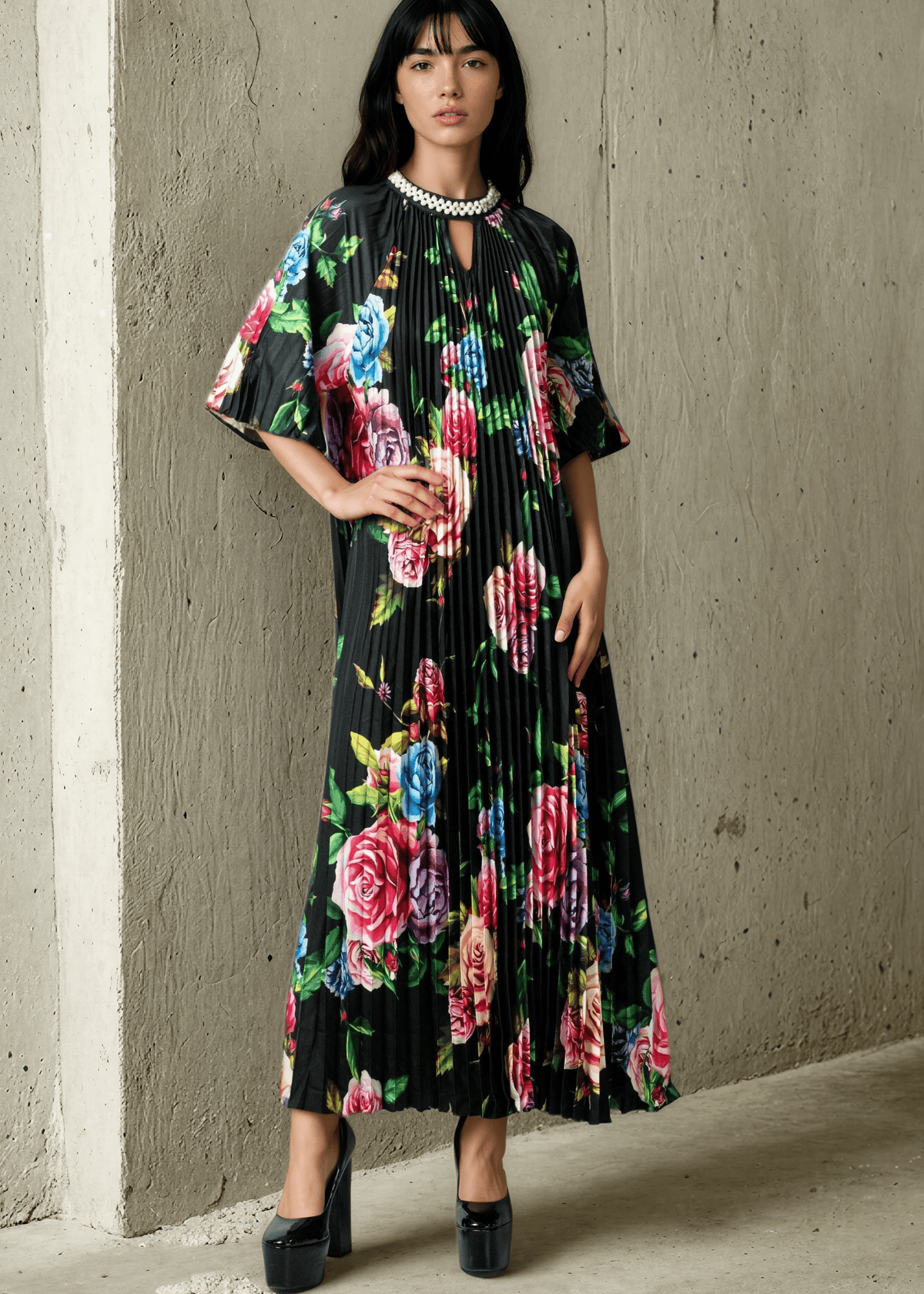 Pearl Embellished Floral Midi Dress Dresses Kate Hewko Multicolor One size