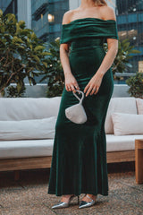 Petal and Pup USA DRESSES Adair Off Shoulder Maxi Dress - Emerald Green