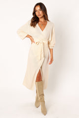 Petal and Pup USA DRESSES Nova Wrap Knit Midi Dress - Taupe