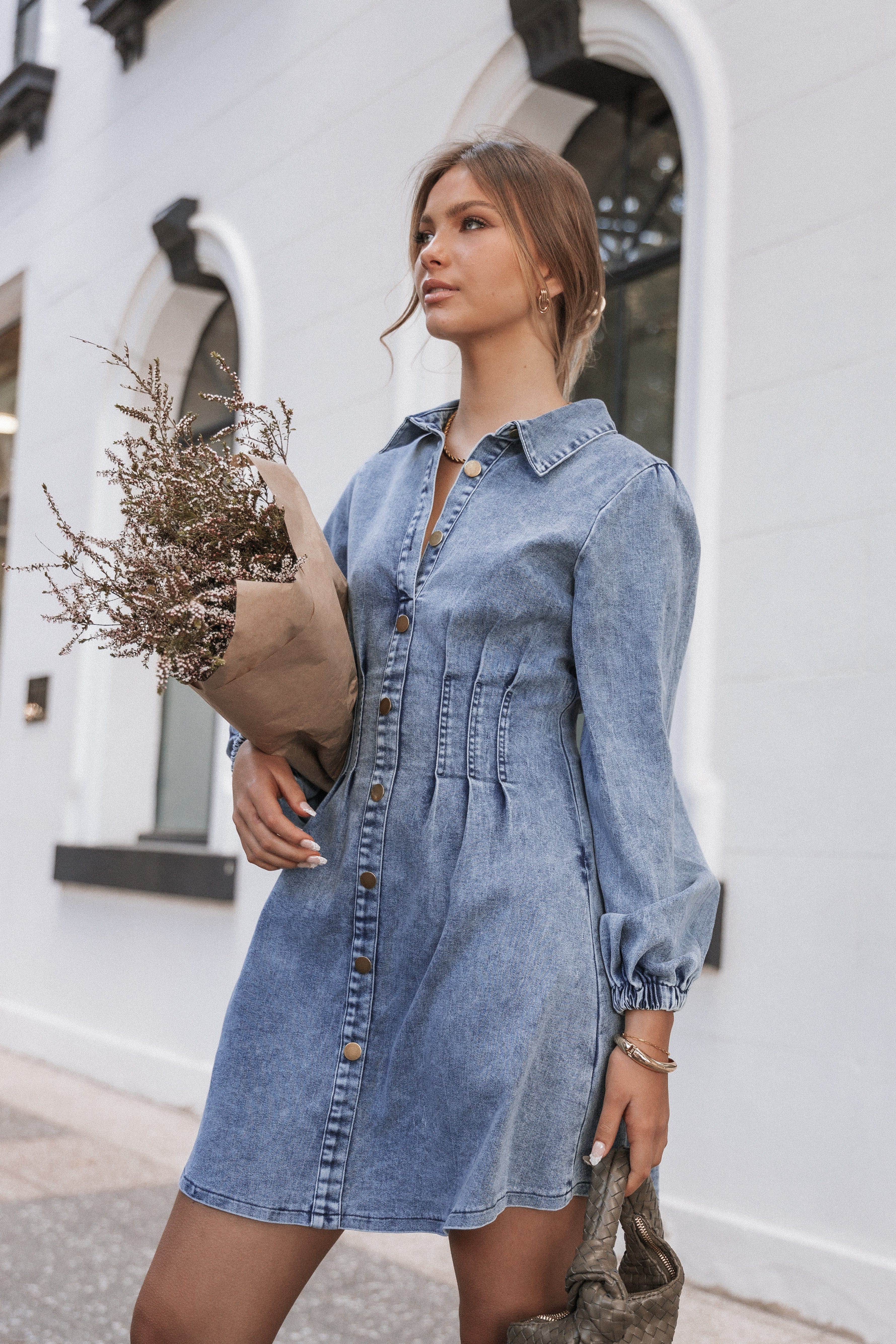 Petal and Pup USA DRESSES Phoenix Long Sleeve Mini Dress - Denim