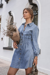 Petal and Pup USA DRESSES Phoenix Long Sleeve Mini Dress - Denim