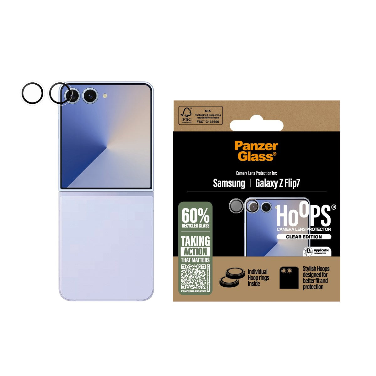 Samsung Galaxy Z Flip7 - PanzerGlass - Hoops Kameralinsebeskyttelse - Gennemsigtig