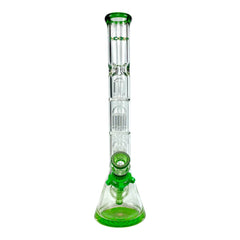 Phoenix 7mm Heavy Duty Double Perc Beaker Bong 33cm Green - The Bong Baron