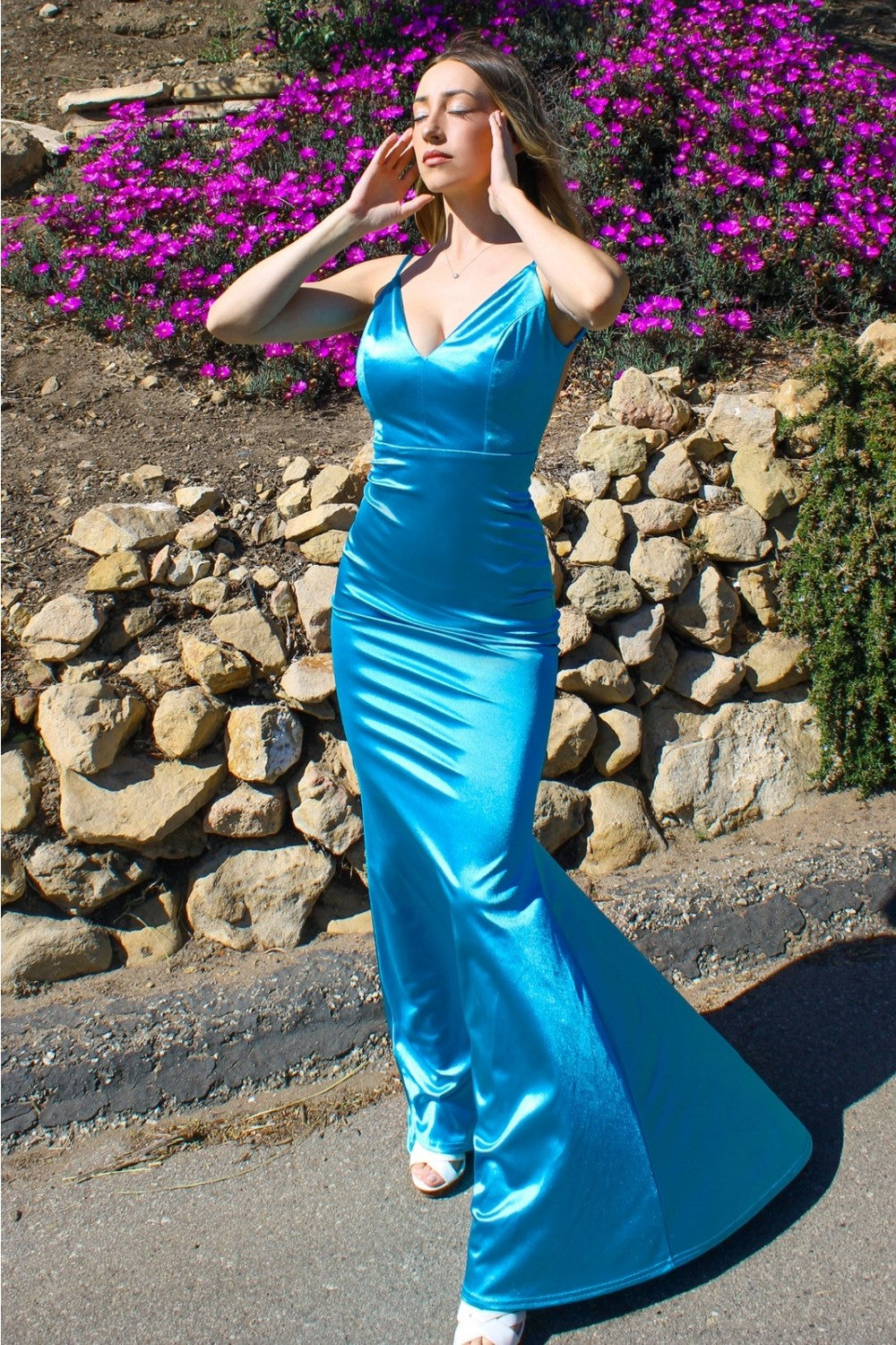 Neon Fitted Satin Dress by Cinderella Divine SE016P - Special Occasion