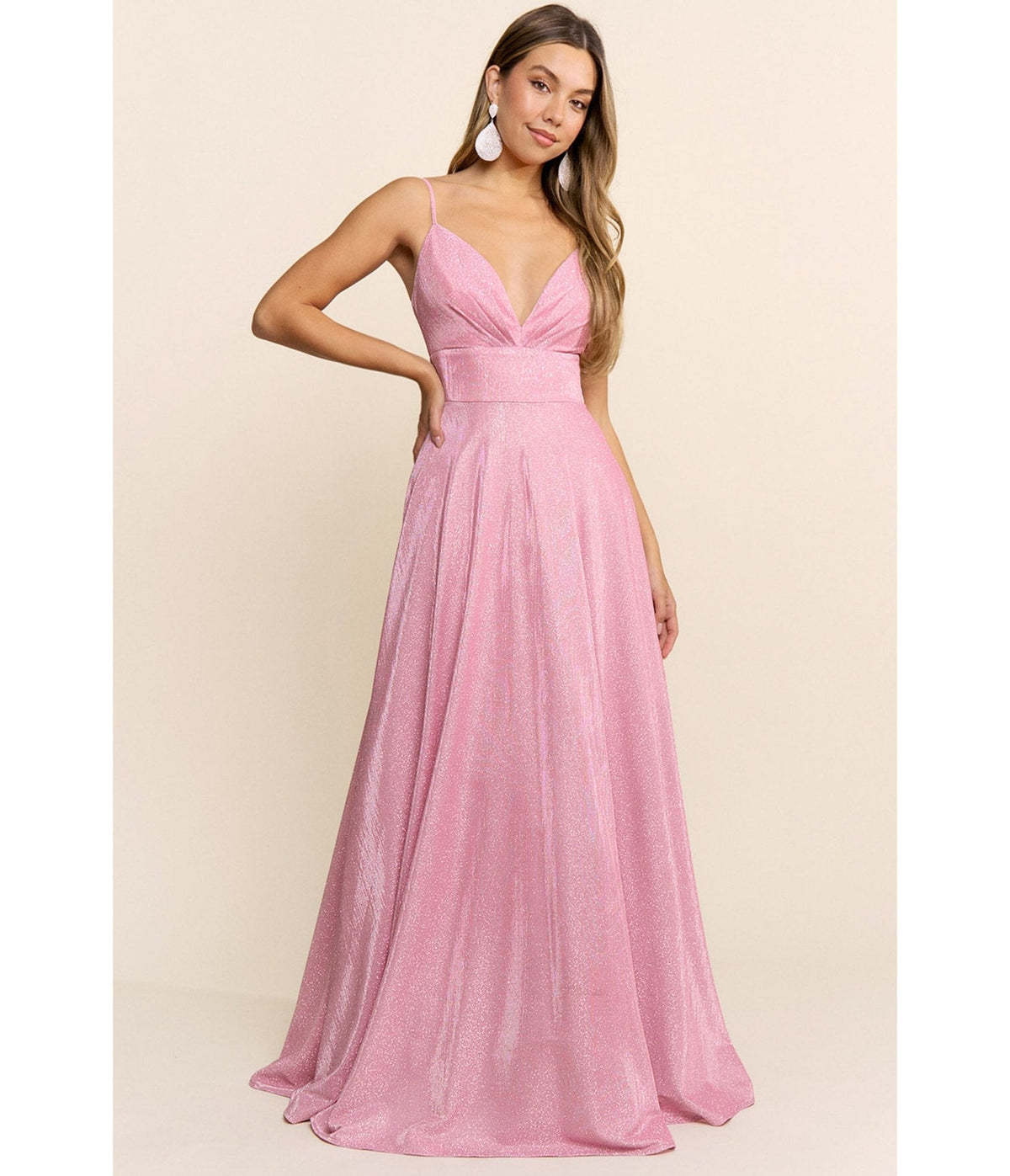 Pink Glitter Prom Gown - Unique Vintage - Womens, DRESSES, PROM AND SPECIAL OCCASION