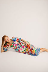 The Roylston Mixed Pattern Midi Dress in Carnival Bloom