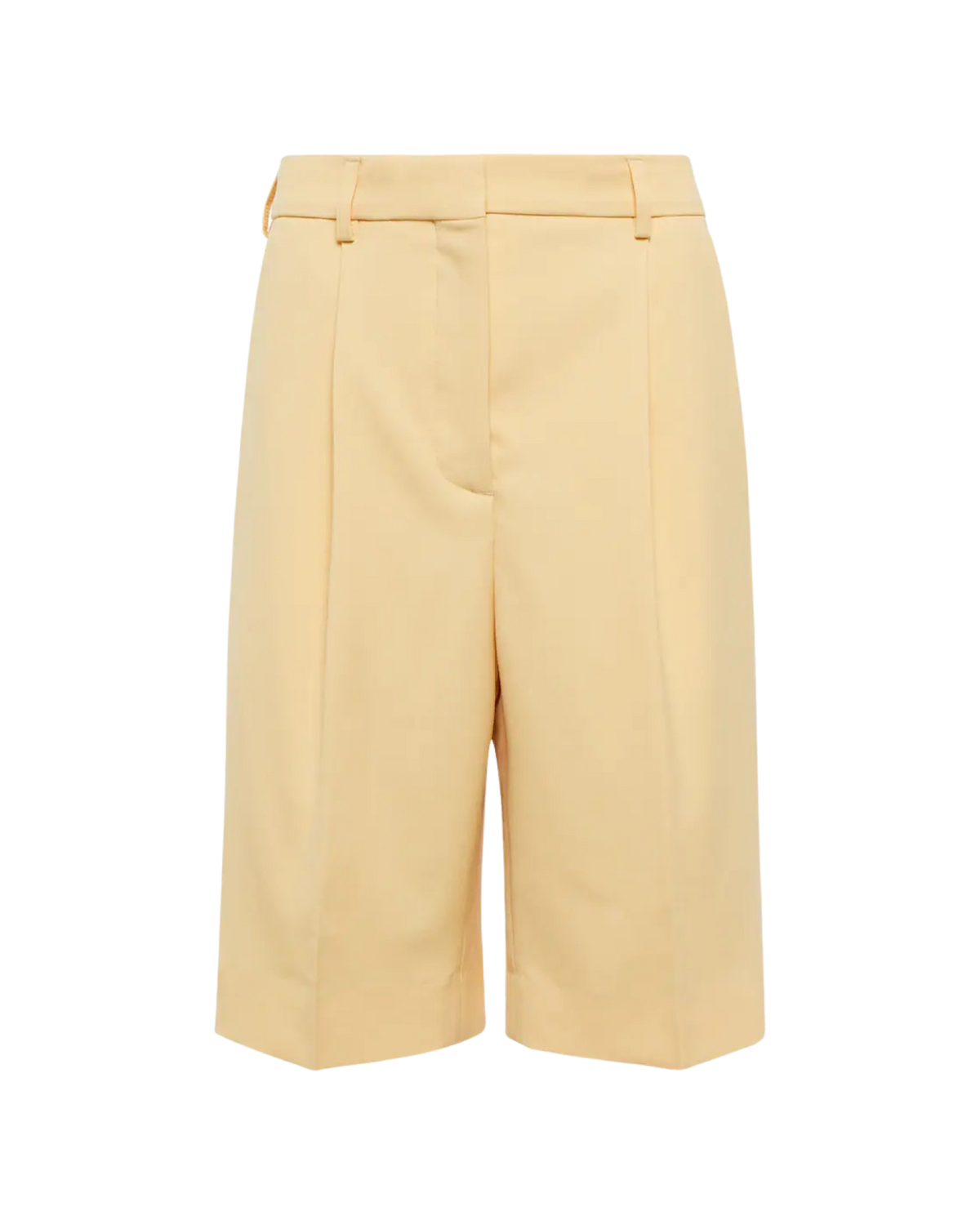 Pleated high-rise wide-leg shorts